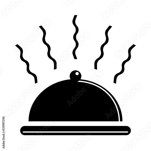 Hot dish utensil symbol icon in black color on white background for cafes and restaurants