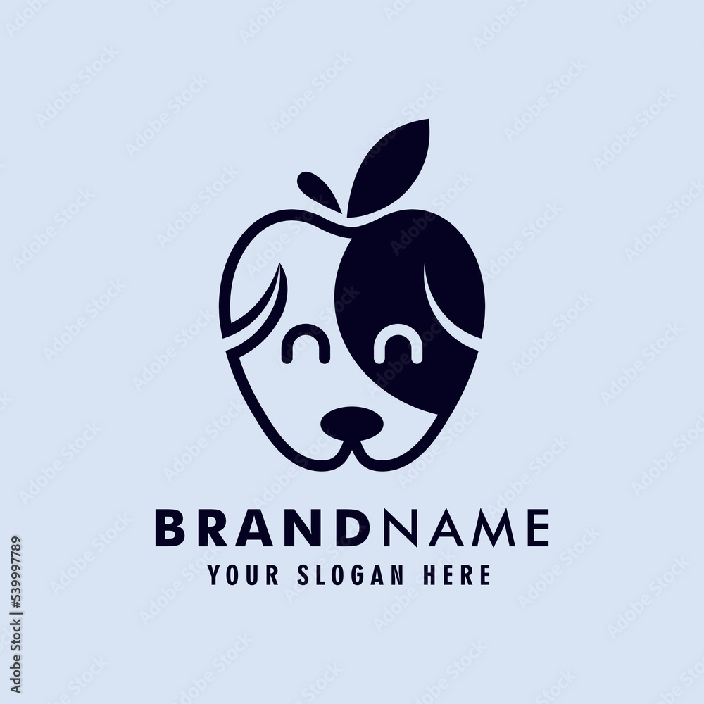 Dog head logo vector shaped like an apple