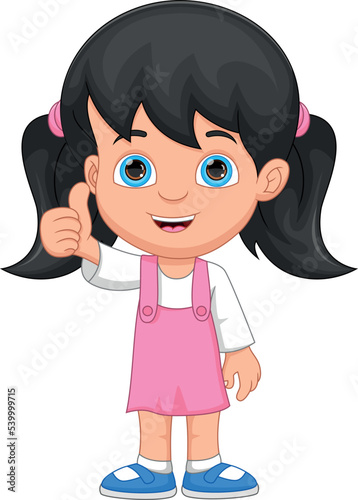 cartoon little girl thumbs up