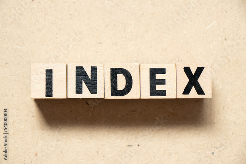 Alphabet letter block in word index on wood background © bankrx