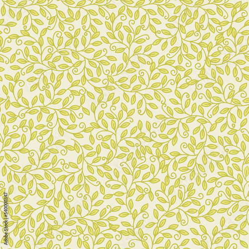 Swirling twigs seamless repeat pattern, floral background