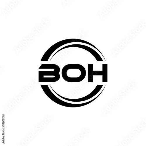 BOH letter logo design with white background in illustrator, vector logo modern alphabet font overlap style. calligraphy designs for logo, Poster, Invitation, etc.