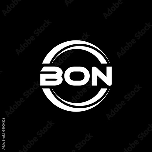 BON letter logo design with black background in illustrator, vector logo modern alphabet font overlap style. calligraphy designs for logo, Poster, Invitation, etc.