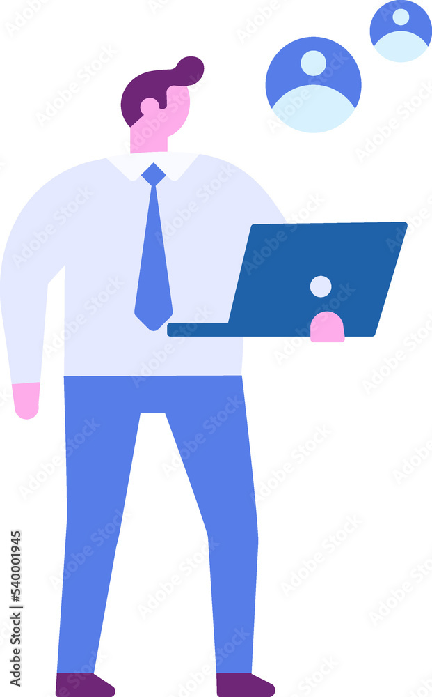 Obraz premium Person with laptop flat vector people