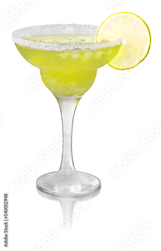 Green Cocktail with Lime Garnish photo