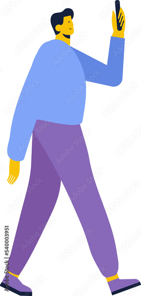 Vector Person  holding phone in hand flat vector illustration
