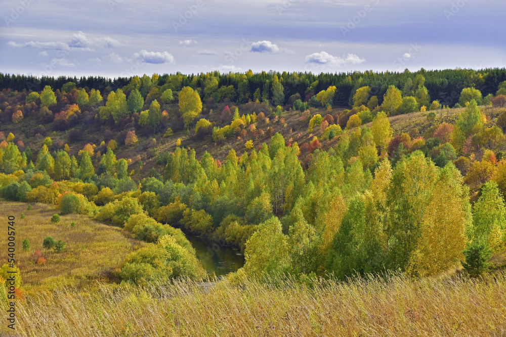The valley of the Shakva River in autumn colors