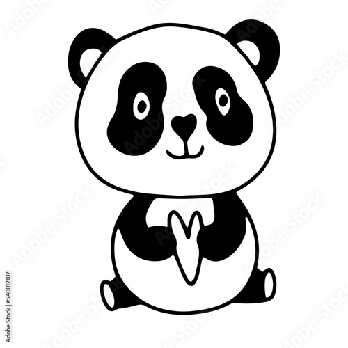 Fototapeta Naklejka Na Ścianę i Meble -  Doodle vector panda with heart to save animals