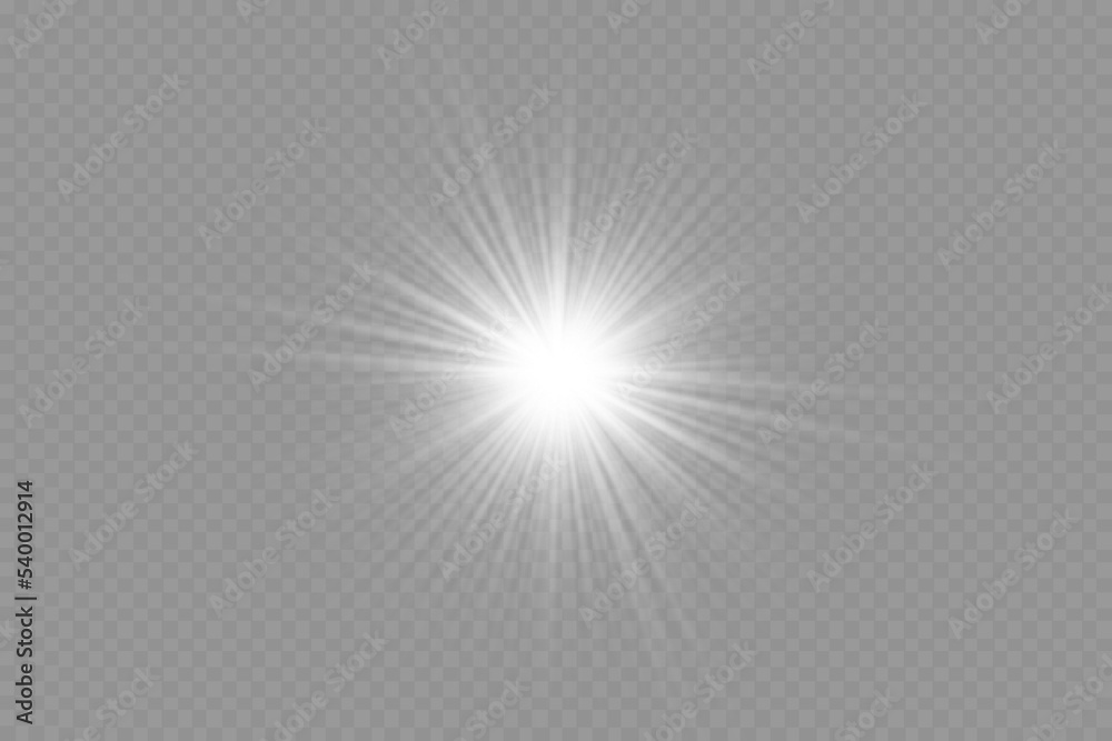 Dazzling flash. Bright Star. Magic dust. Brilliant vector. Bright sun. Glare. shining beam. Rash.