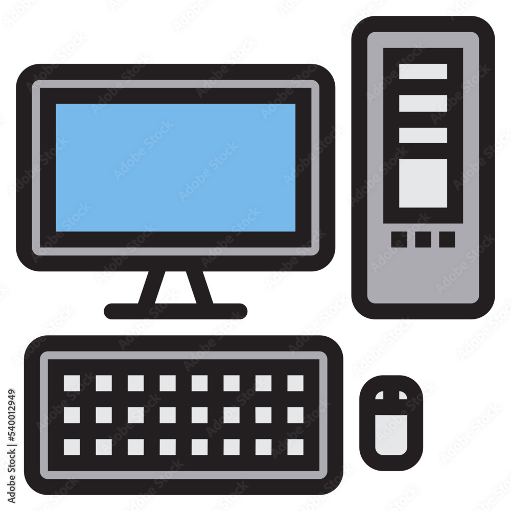 Computer color line style icon Computer color line style icon