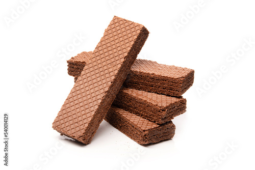 Chocolate waffles isolated on a white background.