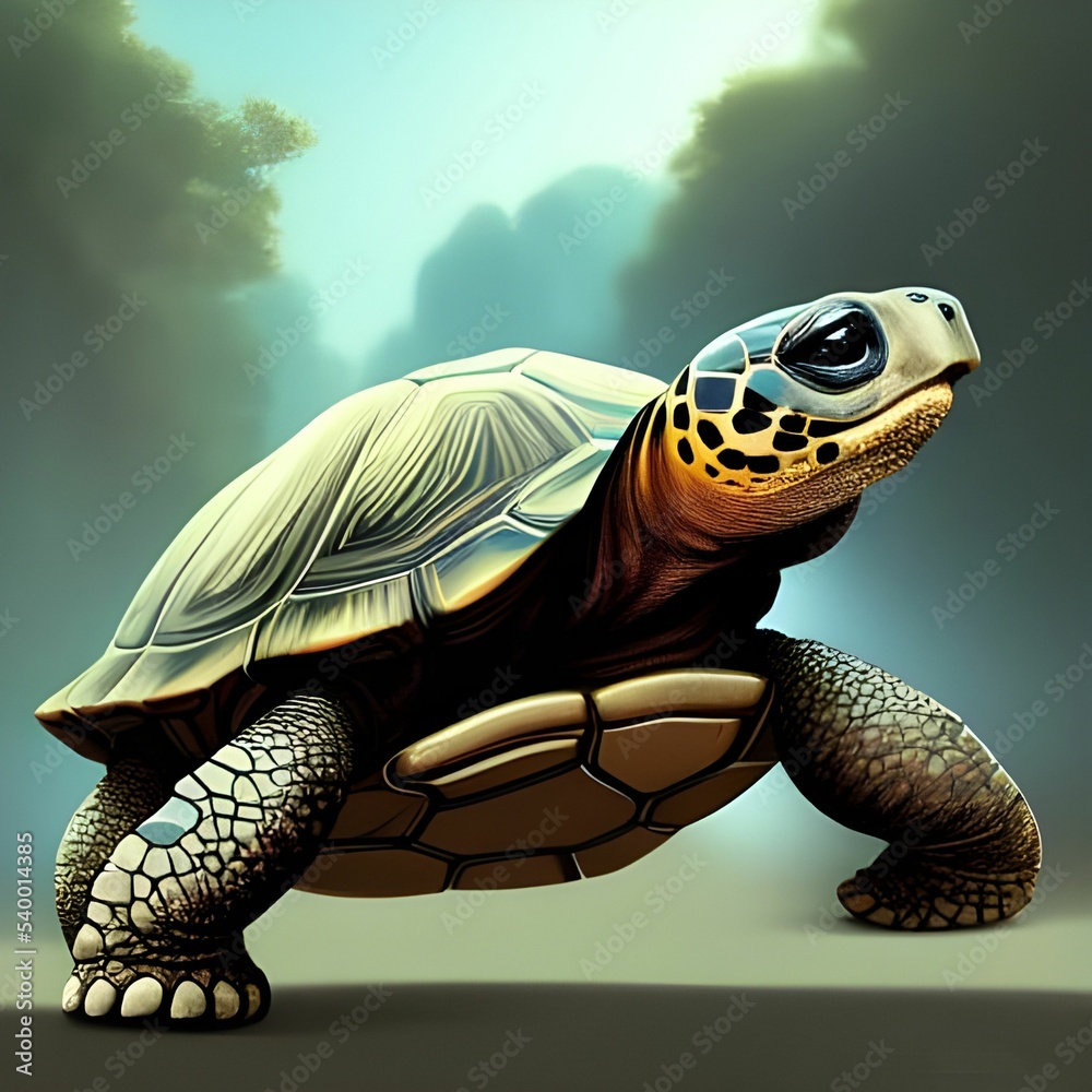 Realistic illustration of a walking turtle Stock Illustration | Adobe Stock