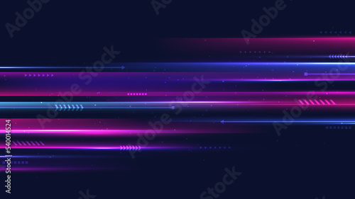Abstract technology digital futuristic concept  blue and pink neon colors lighting effect motion decoration geometric shapes elements