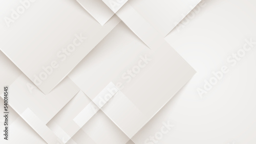Abstract banner design template white squares geometric pattern paper cut style on clean background