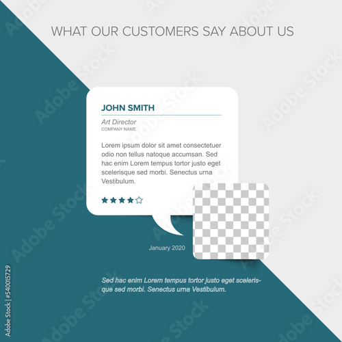Blue Client user testimonial review layout template