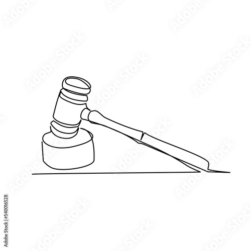 Auction hammer vector illustration drawn in line art style