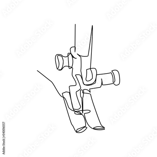 Sewing machine element vector illustration drawn in line art style