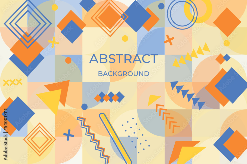 Trendy geometric abstract background. Graphic pattern, texture for poster, postcard, social media cover. Colorful, bright vector illustration.