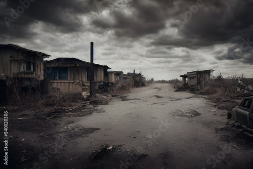Abandoned town. Dystopia. Urban blight. Zombie apocalypse. Fallout.  © ECrafts