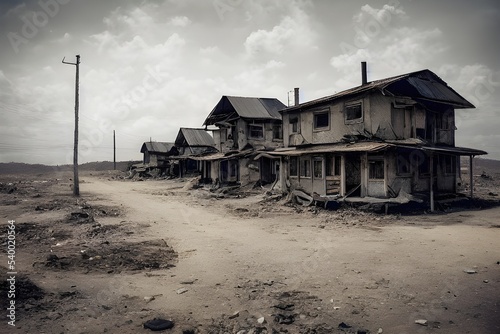 Abandoned town. Dystopia. Urban blight. Zombie apocalypse. Fallout.  photo