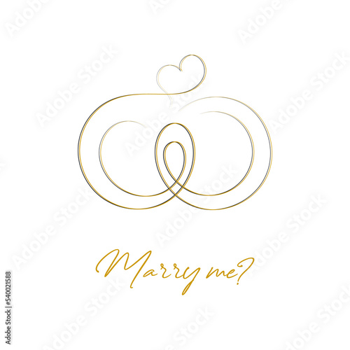 Will you marry me. Wedding rings continuous line drawing. Propose, union of hearts. Hand drawn vector illustration.