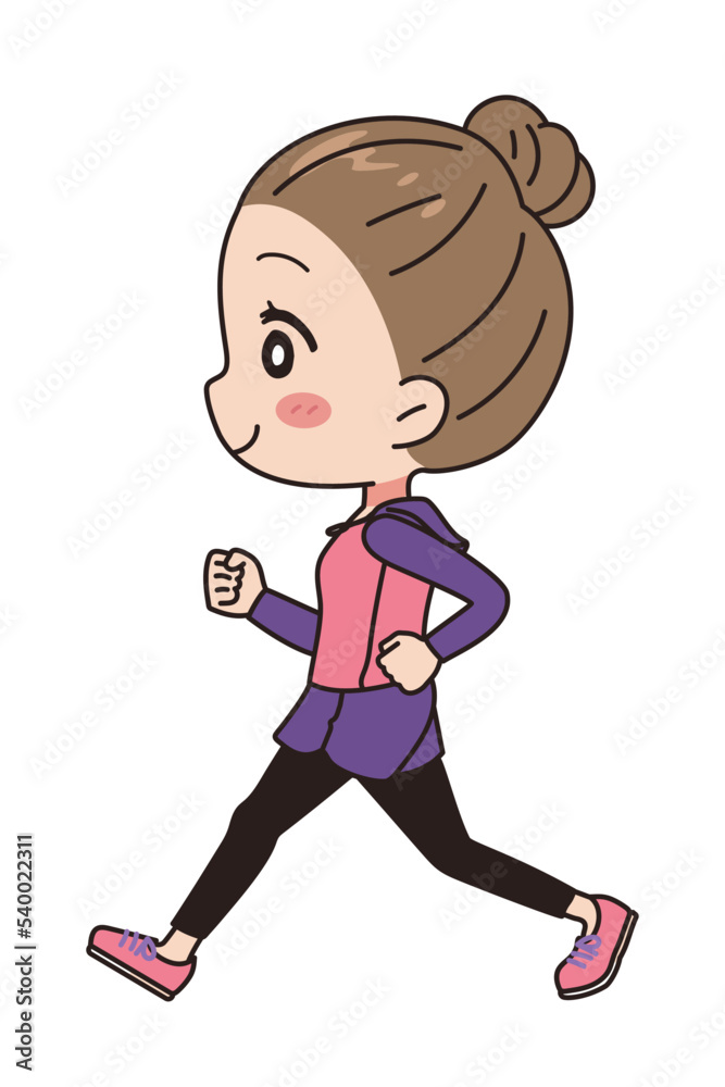Illustration of a woman running, full body view.