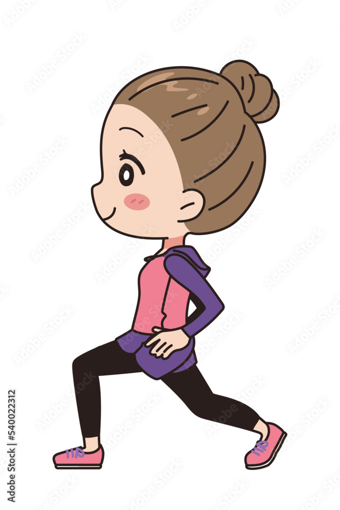Illustration of a woman exercising, full body view. Illustration of a woman exercising, full body view.