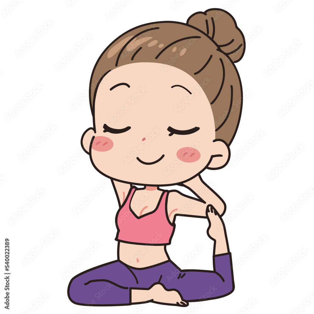 Illustration of a woman doing yoga, full body view. Illustration of a woman doing yoga, full body view.