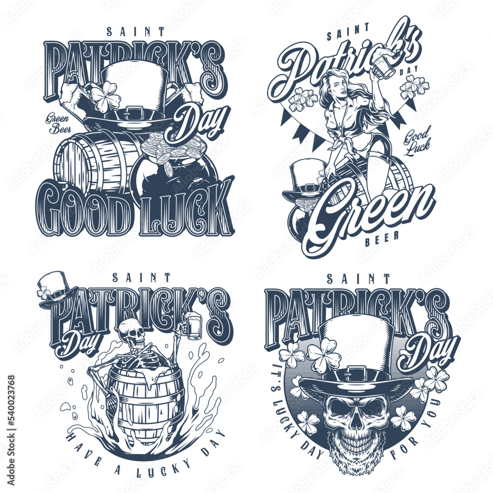 Obraz premium Patrick day set posters monochrome
