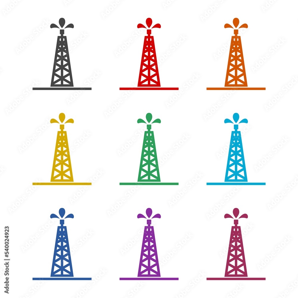 Oil rig icon isolated on white background. Set icons colorful