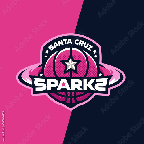 Galaxy Sparks Basketball Team Logo Design Mascot