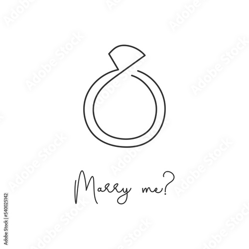 Wedding ring, propose. Will you marry me. Continuous line drawing. Hand drawn vector illustration.