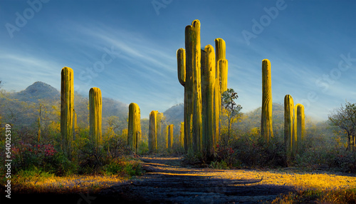 Saguaro Cactus Wall Art and beautiful illustration image