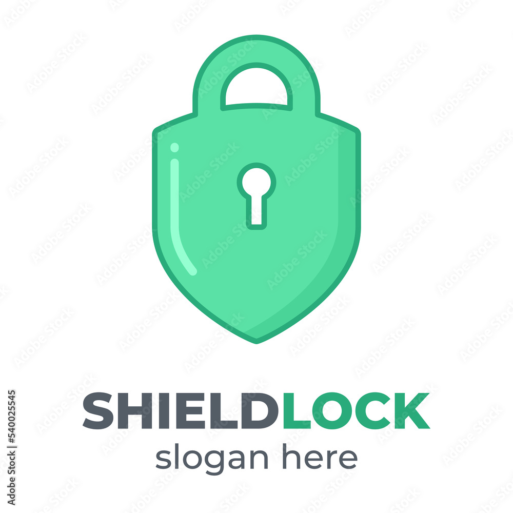 Shield in the shape of a lock logo. Emblem of protection. Shield in the shape of a lock logo. Emblem of protection.