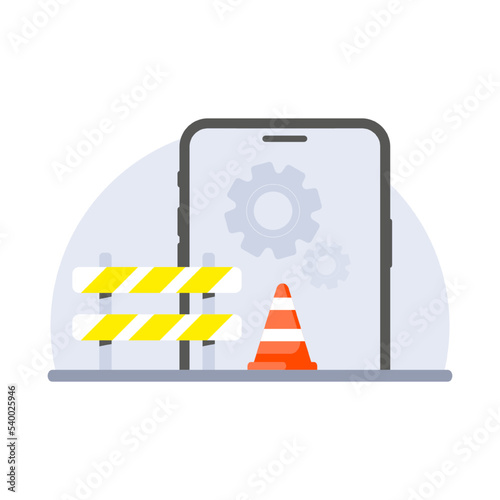 under construction, maintenance concept illustration flat design vector eps10. modern graphic element for landing page, empty state ui, infographic, icon