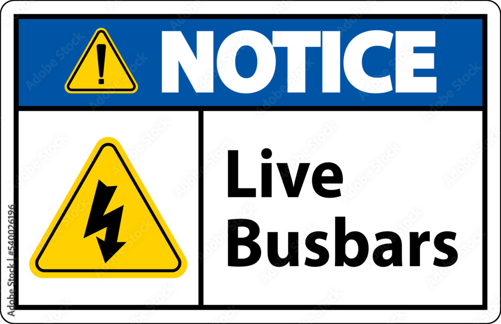 Notiec Live Busbars Sign On White Background