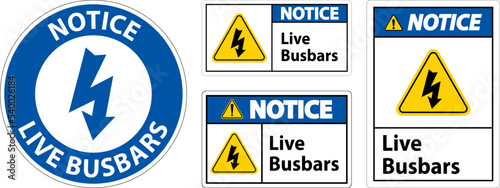 Notiec Live Busbars Sign On White Background