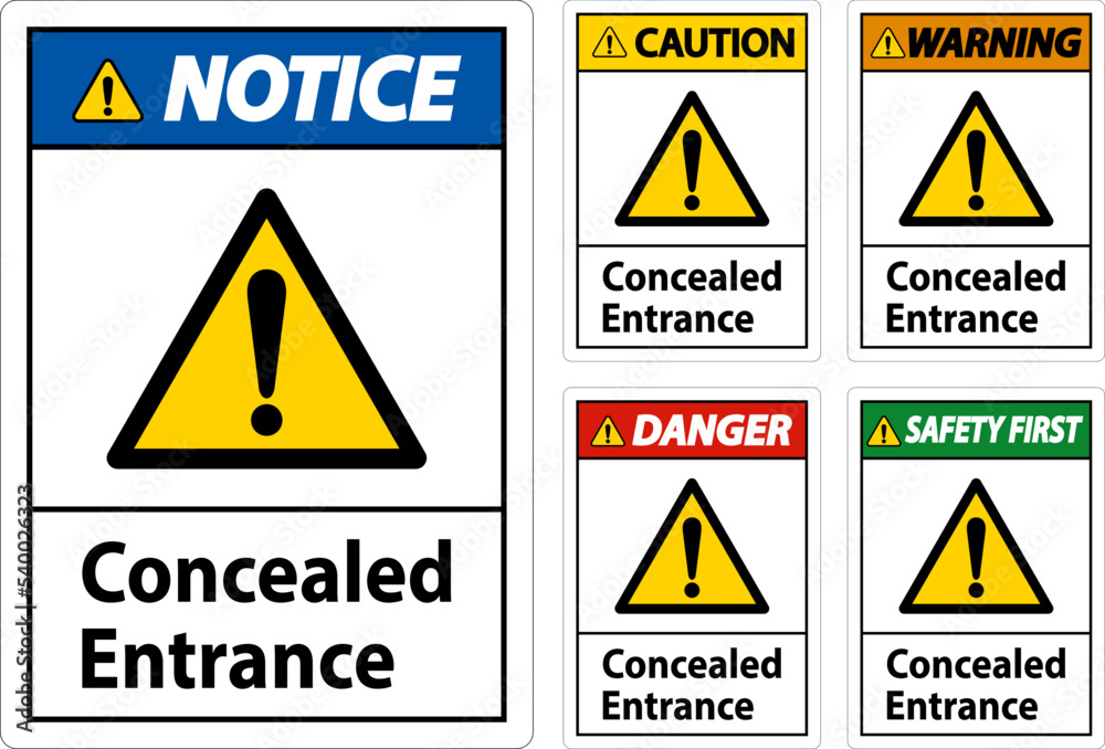 Label Concealed Entrance Sign On White Background Label Concealed Entrance Sign On White Background