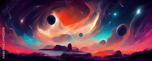 abstract planets cosmos space digital painting