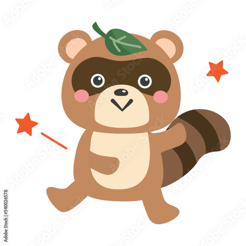 腹鼓を打つたぬきのイラスト