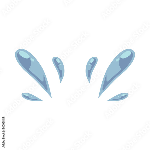 Splash of water flat vector illustration. Simple droplets of sweat, rain or tears from crying isolated on white background. Emotions, nature concept for graphic design