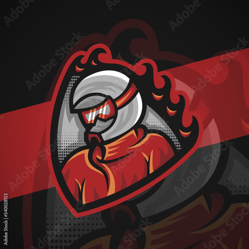 Racing Driver Mascot Logo — Vector Illustration