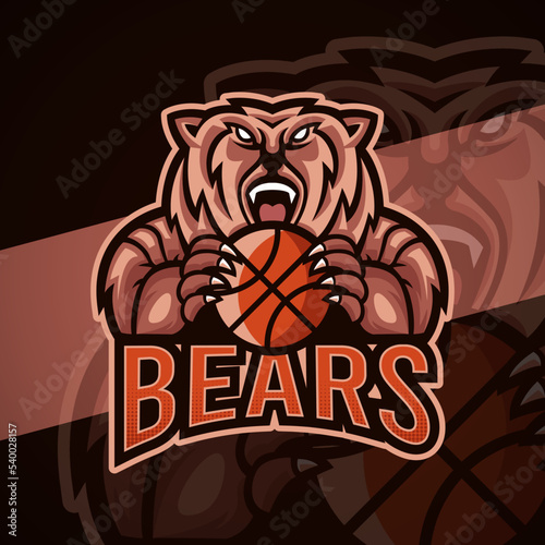 Bear Basketball Mascot Logo — Vector Illustration