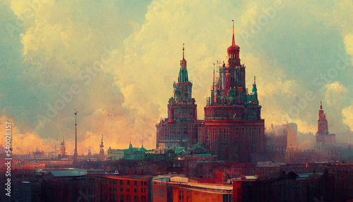 Vászonkép Moscow City wallpapers and artwork backgrounds