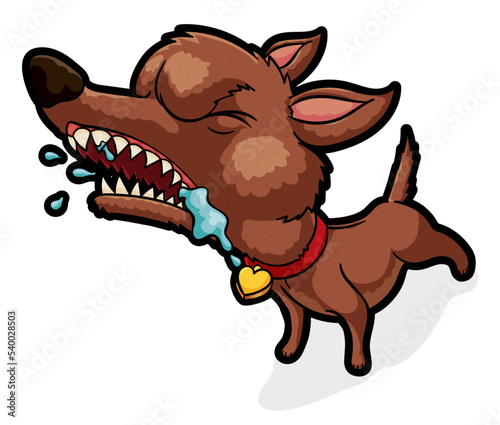 Furious and Little Mad Dog Showing its Teeth, Vector Illustration