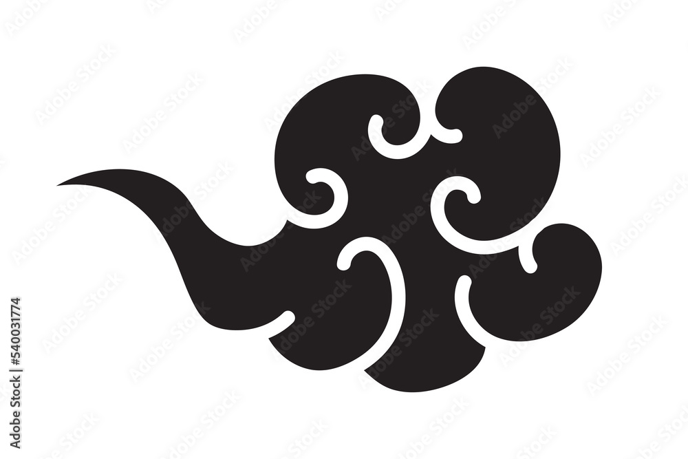 Cloud elegant style black color isolated on white background. Oriental traditional ornament for holiday card, invitation, party poster, flyer, decor element. Clouds in the sky. Vector Cloud elegant style black color isolated on white background. Oriental traditional ornament for holiday card, invitation, party poster, flyer, decor element. Clouds in the sky. Vector