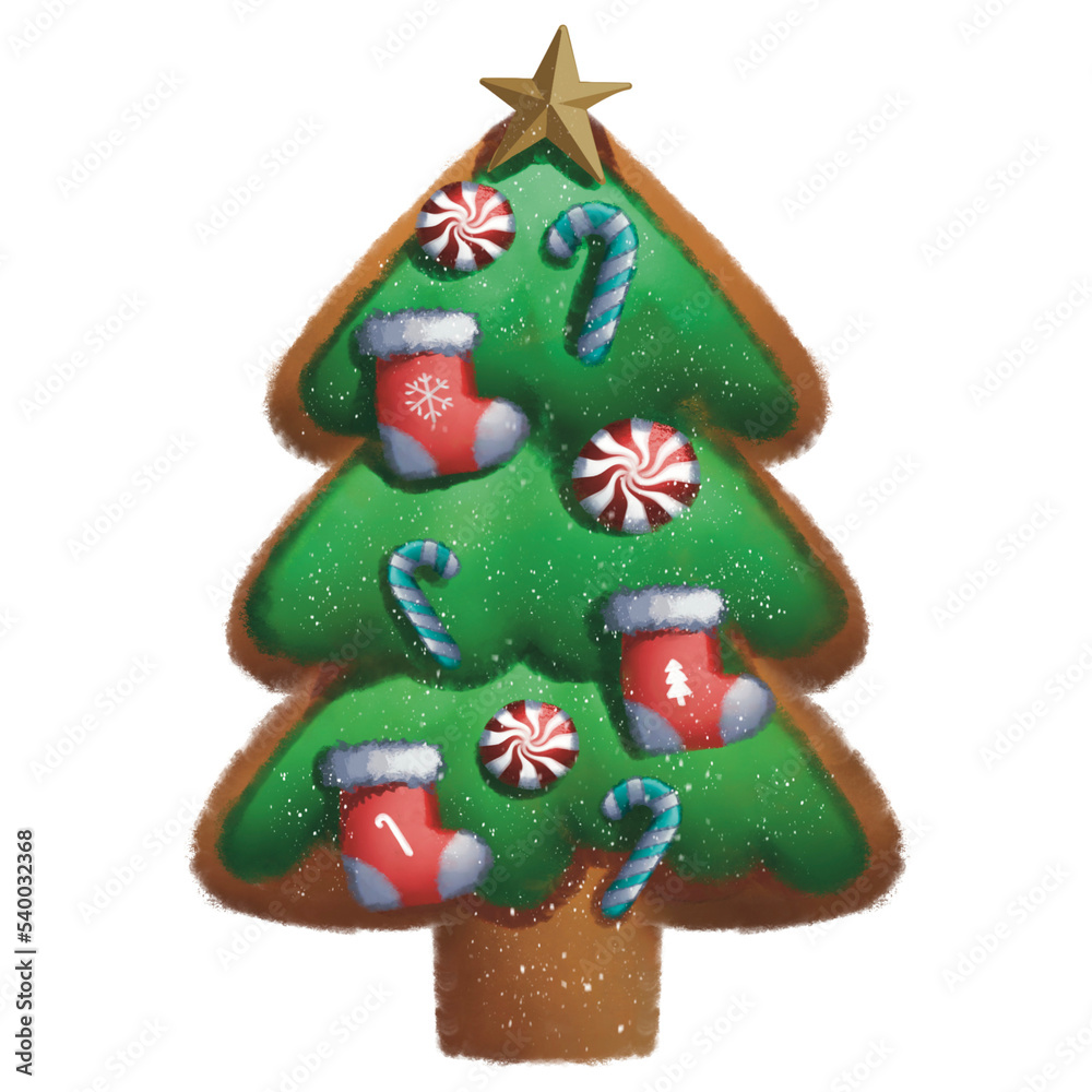 gingerbread house with christmas tree Christmas Cookies PNG