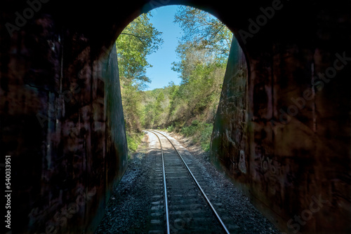 The 1700 ft long Winslow Tunnel on the Arkansas Missouri Railroad, Arkansas photo