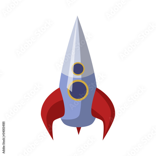 Colorful rocket toy for kids vector illustration. Cute plastic toy for children, nursery element isolated on white background. Childhood, entertainment concept