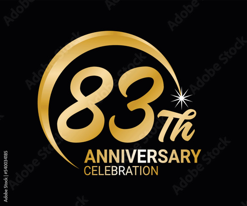 83th Anniversary ordinal number Counting vector art illustration in stunning font on gold color on black background photo